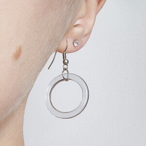 Vintage Y2K clear transparent plastic circle hoop silver earrings